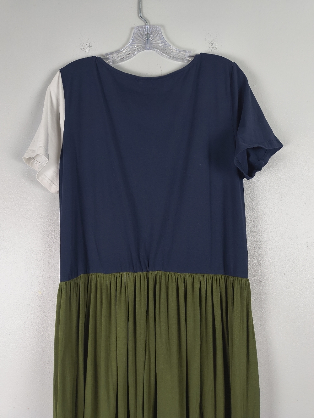 Floryday Green Blue White Color Block Flowy Stretch Casual‎ Boho Maxi Dress XL - Picture 7 of 9